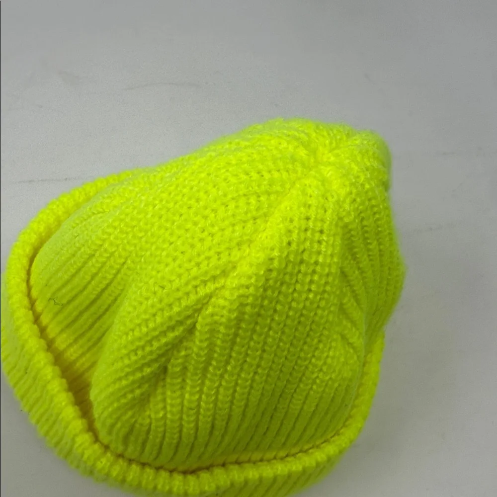Kids Neon Yellow Knit Beanie - Lightweight Winter Hat